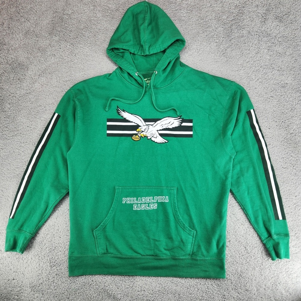 Philadelphia Eagles Mitchell & Ness Three Stripe Hoodie Mens XL Green Pullover